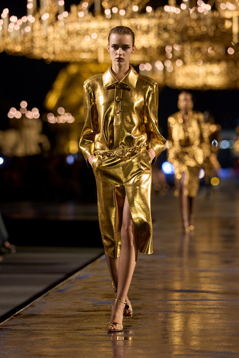 Anthony Vaccarello Drapes Saint Laurent in Gold for SS27 pfw paris fashion week runway