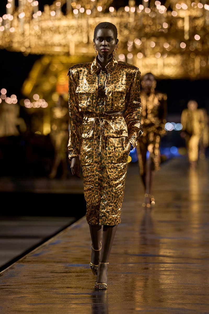 Anthony Vaccarello Drapes Saint Laurent in Gold for SS27 pfw paris fashion week runway