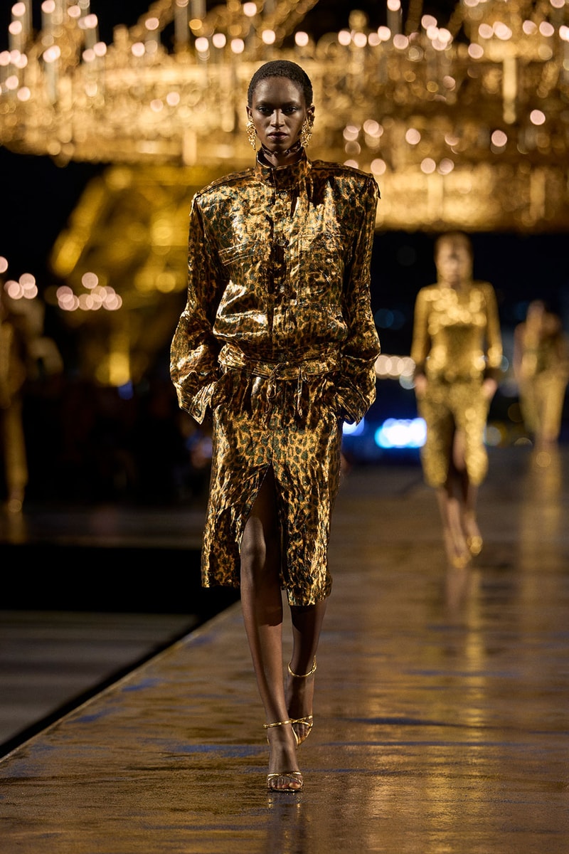 Anthony Vaccarello Drapes Saint Laurent in Gold for SS27 pfw paris fashion week runway