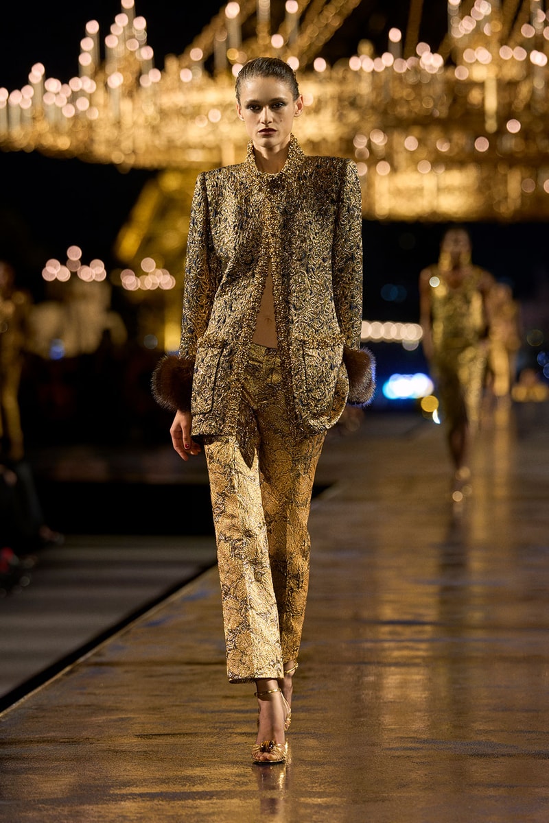Anthony Vaccarello Drapes Saint Laurent in Gold for SS27 pfw paris fashion week runway