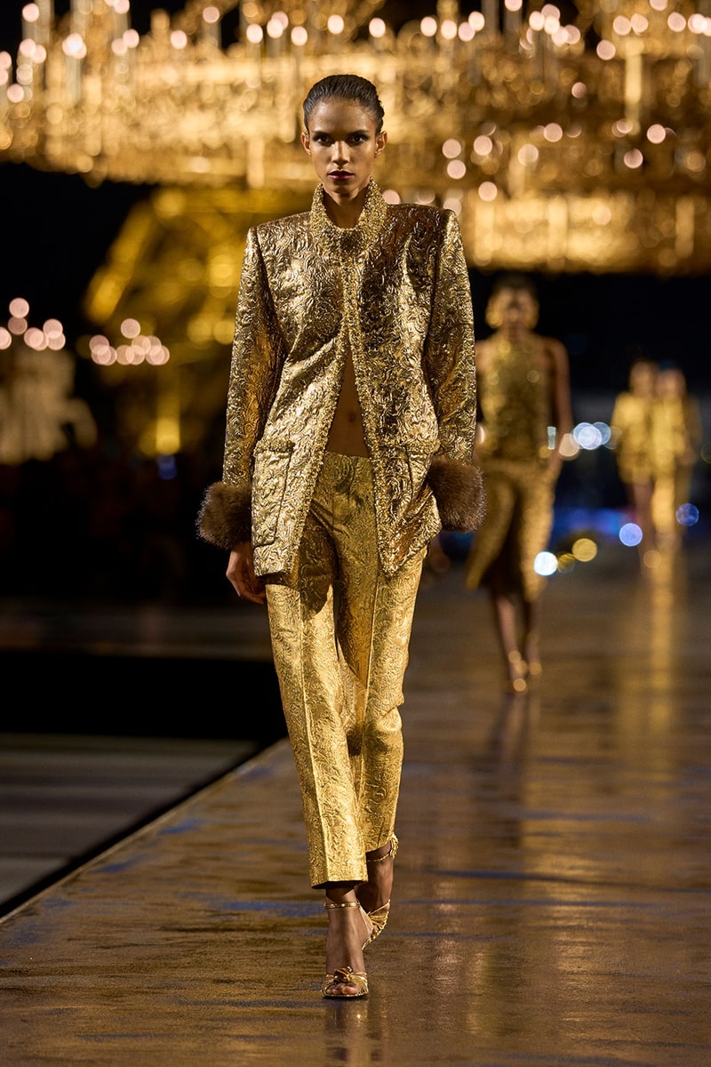 Anthony Vaccarello Drapes Saint Laurent in Gold for SS27 pfw paris fashion week runway