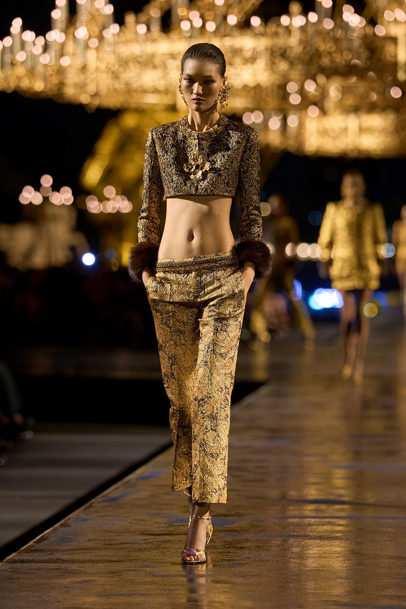 Anthony Vaccarello Drapes Saint Laurent in Gold for SS27 pfw paris fashion week runway