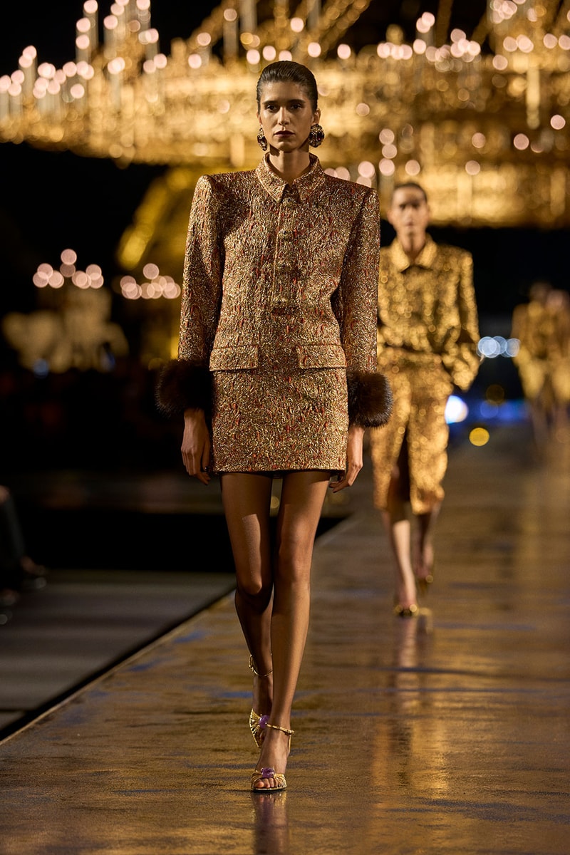Anthony Vaccarello Drapes Saint Laurent in Gold for SS27 pfw paris fashion week runway