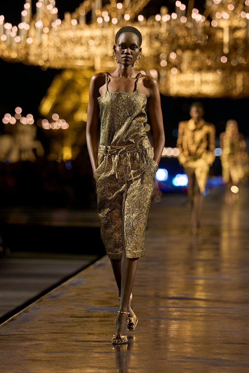 Anthony Vaccarello Drapes Saint Laurent in Gold for SS27 pfw paris fashion week runway