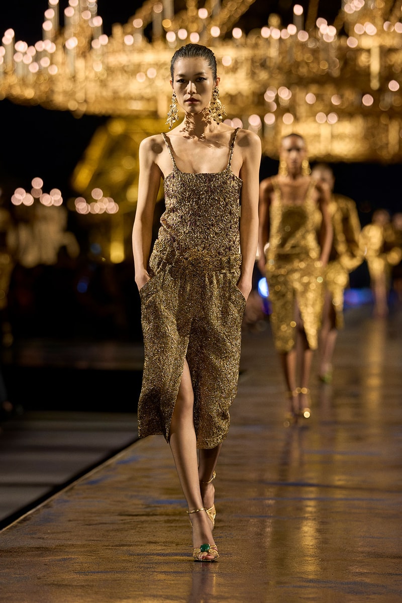Anthony Vaccarello Drapes Saint Laurent in Gold for SS27 pfw paris fashion week runway