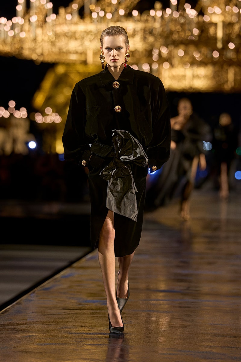 Anthony Vaccarello Drapes Saint Laurent in Gold for SS27 pfw paris fashion week runway
