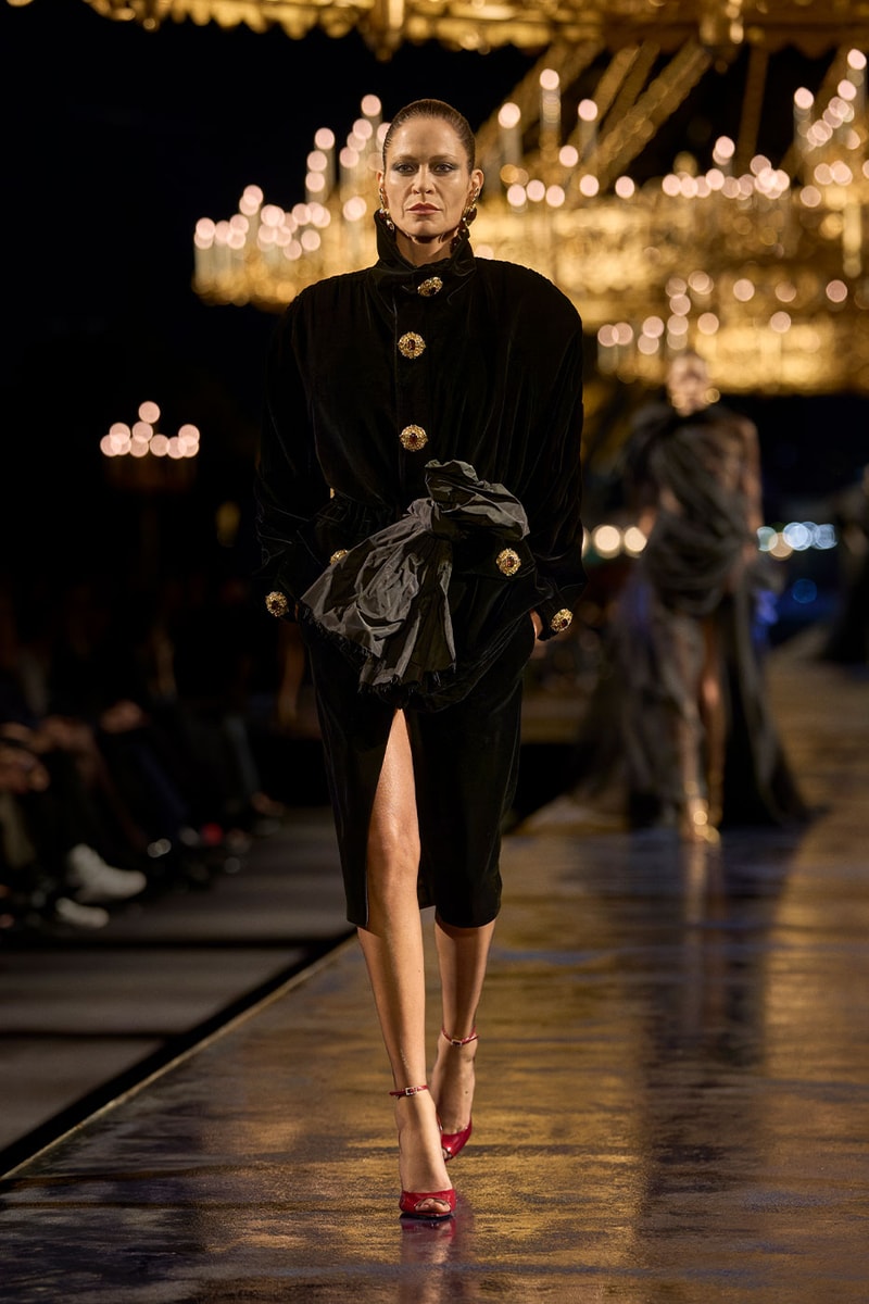 Anthony Vaccarello Drapes Saint Laurent in Gold for SS27 pfw paris fashion week runway