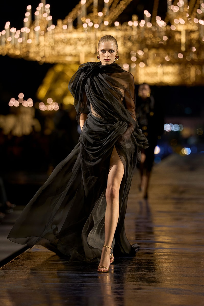 Anthony Vaccarello Drapes Saint Laurent in Gold for SS27 pfw paris fashion week runway