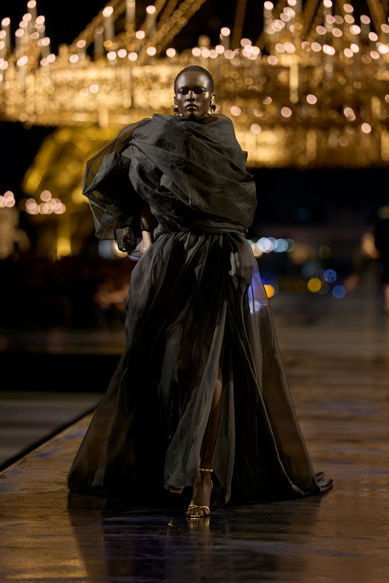 Anthony Vaccarello Drapes Saint Laurent in Gold for SS27 pfw paris fashion week runway