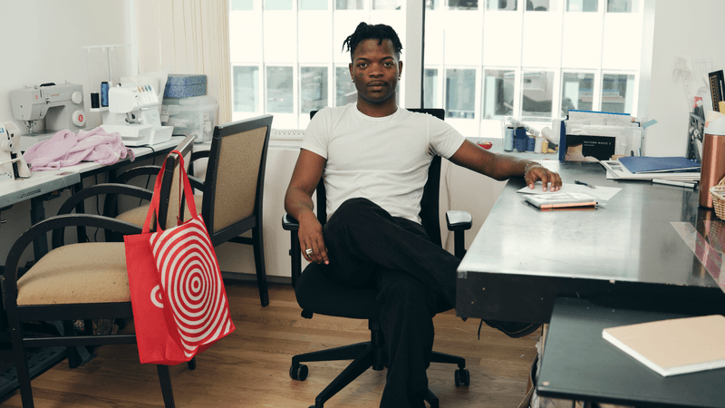 Taofeek Abijako Studio Life With Iconic Target Bag