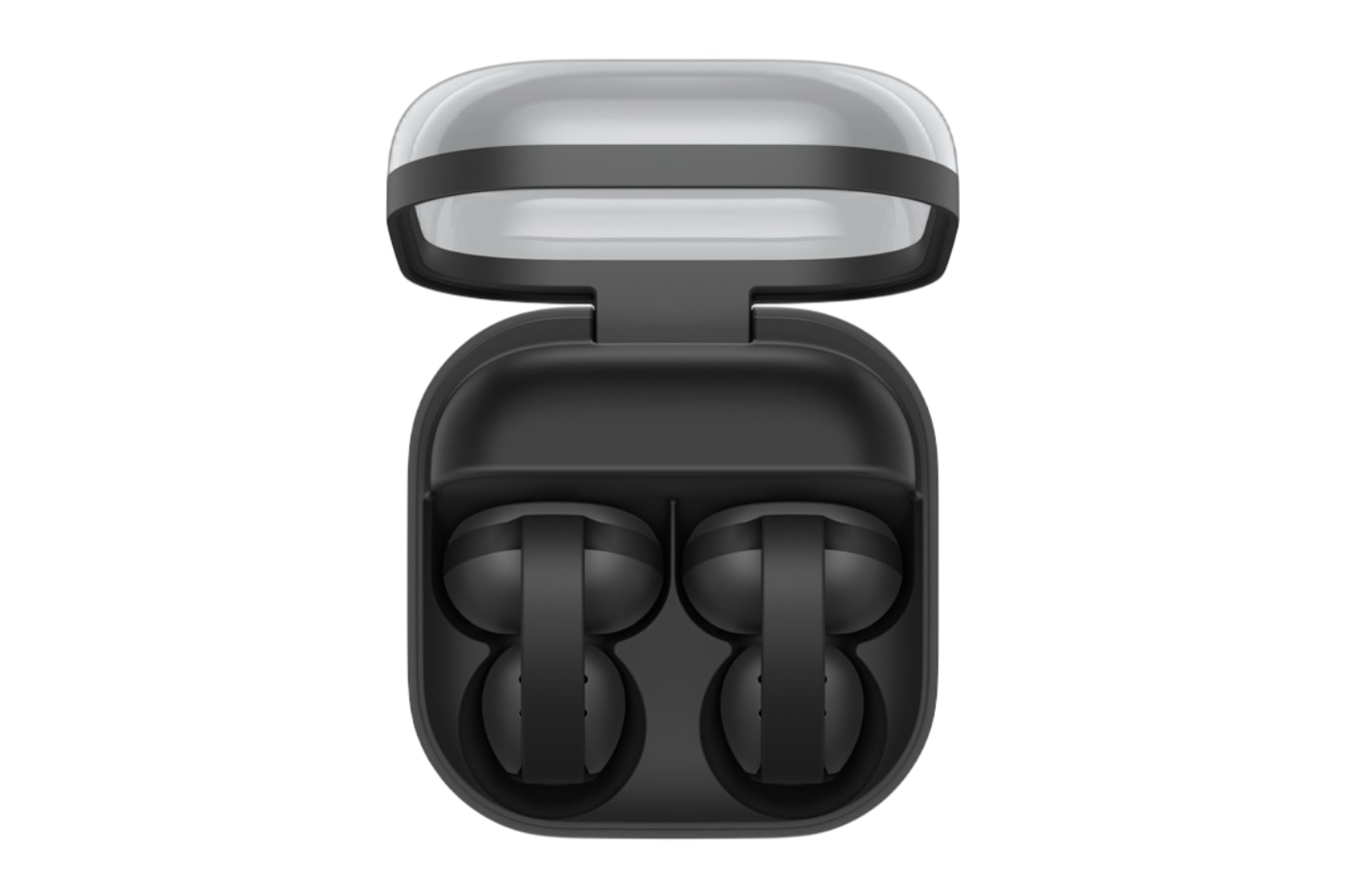 Samsung Galaxy Buds On black clip-style open-ear earbuds