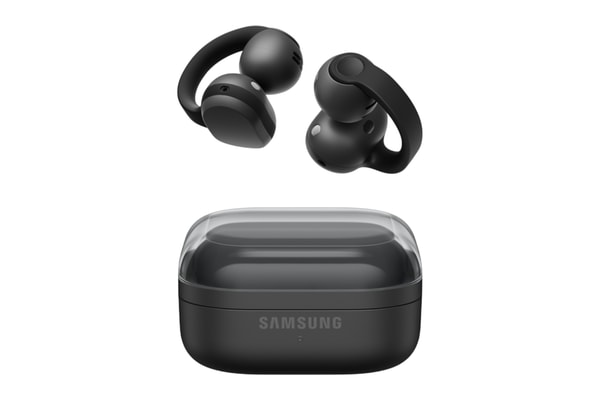 Samsung Galaxy Buds On black clip-style open-ear earbuds