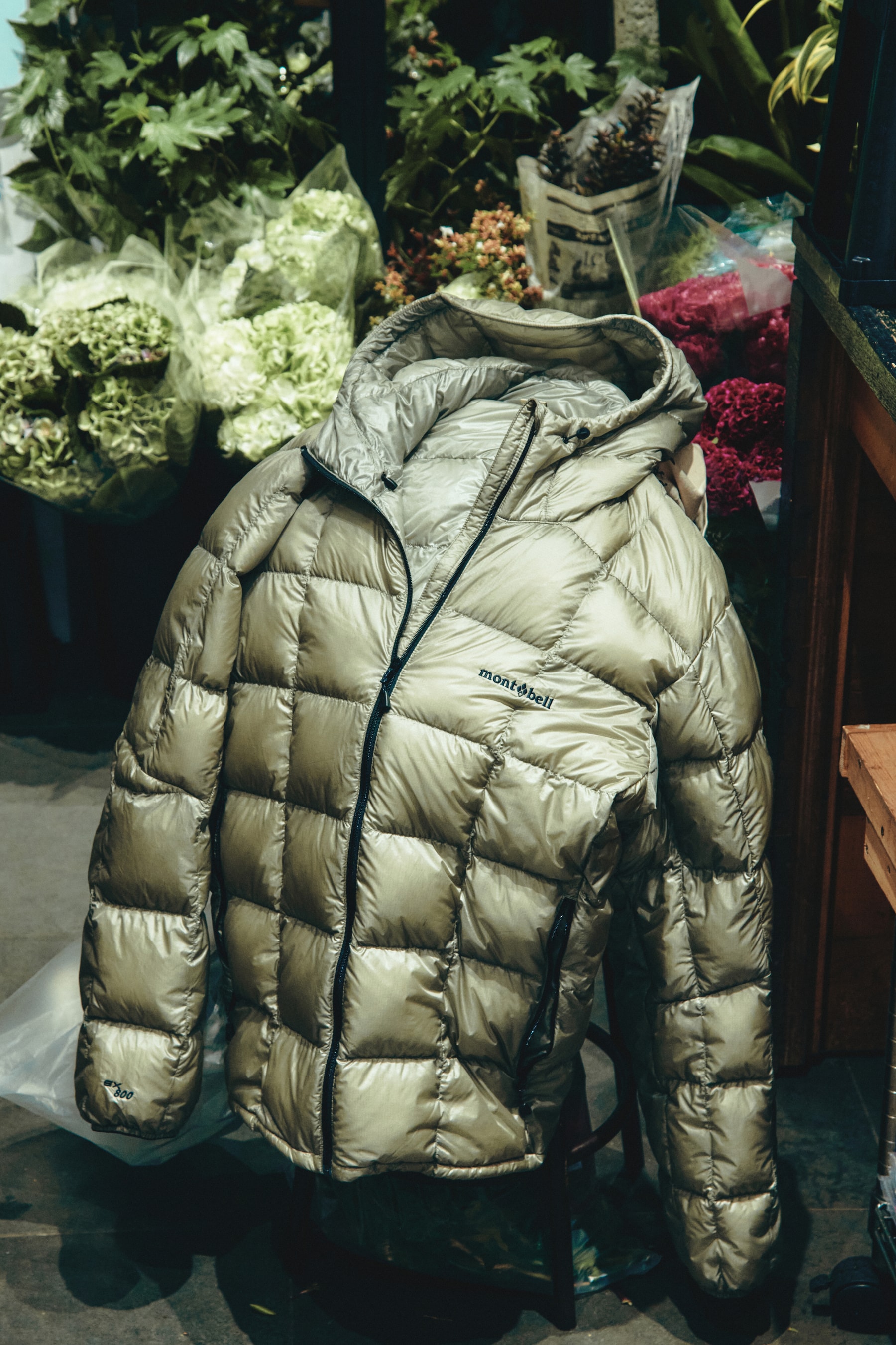 Khakis x Montbell Superior Down Parka in Mist Grey colorway