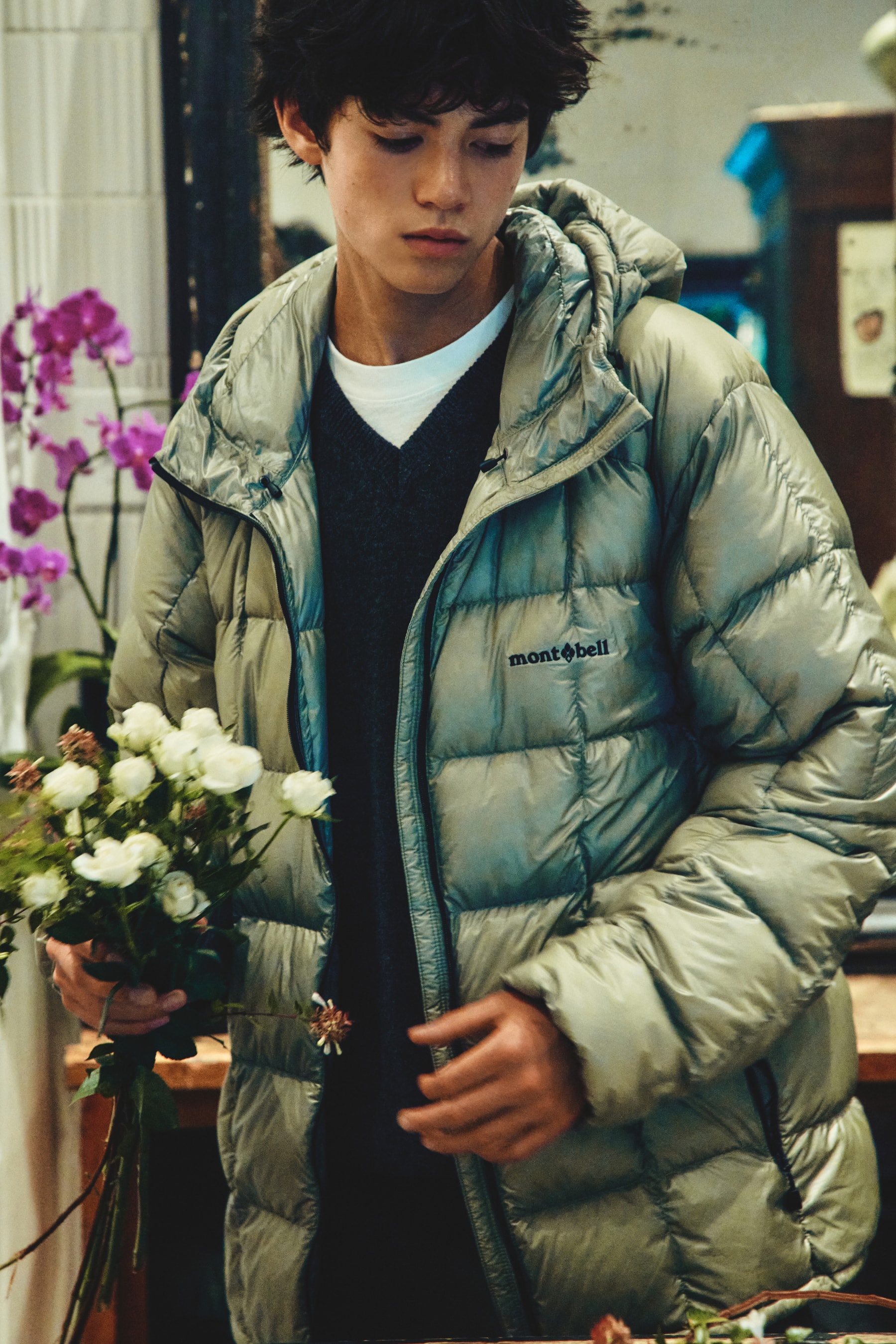 Khakis x Montbell Superior Down Parka in Mist Grey colorway