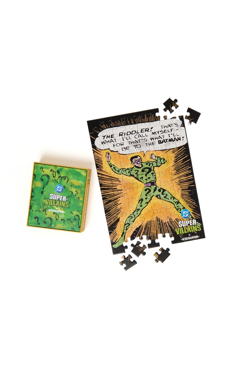 KidSuper garments showing hand-drawn DC Comics Super-Villains artwork.