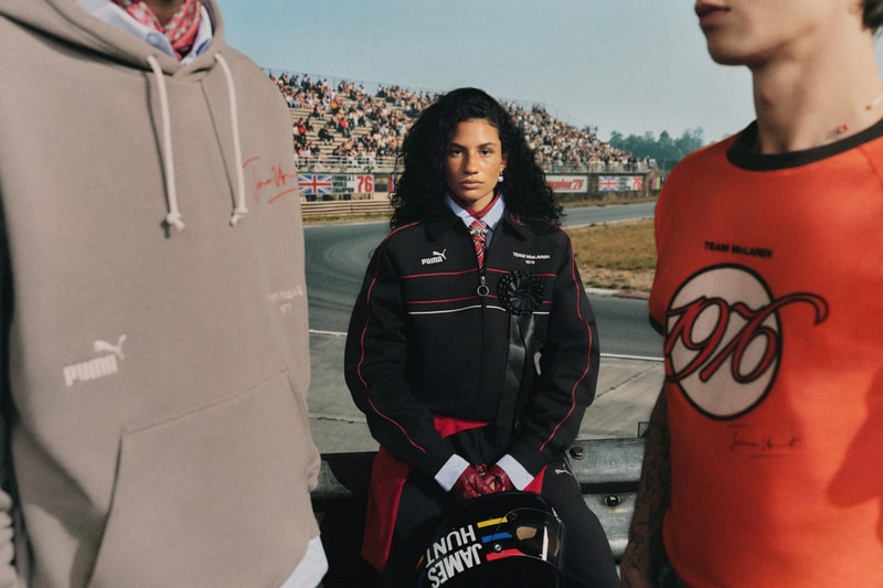 mclaren racing puma motorsport james hunt formula 1 racing driver style effortless jacket t-shirts speedcats team mclaren sneakers capsule limited edition
