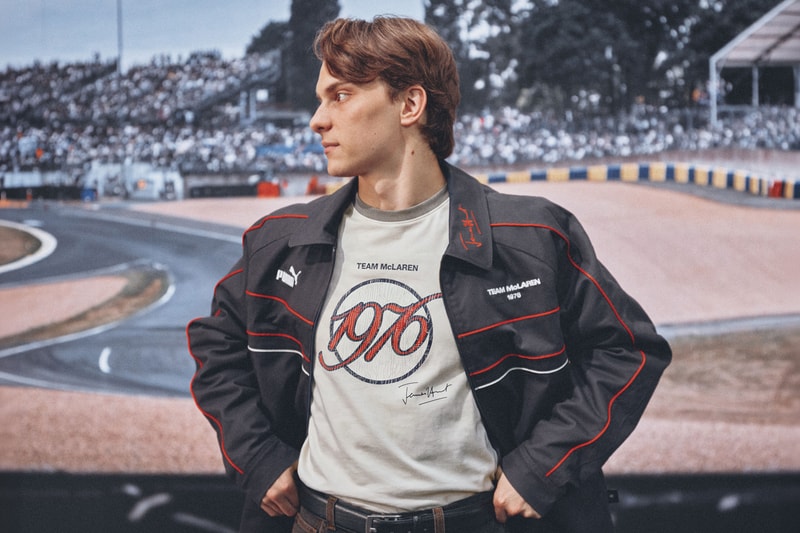mclaren racing puma motorsport james hunt formula 1 racing driver style effortless jacket t-shirts speedcats team mclaren sneakers capsule limited edition