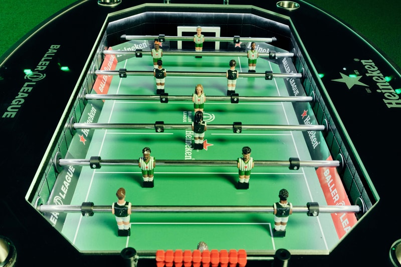 Heineken Foosballer Table baller league chloe kelly micah richards ksi arena london partnership foosball game star bar pubs figurines bottle holder bar tap