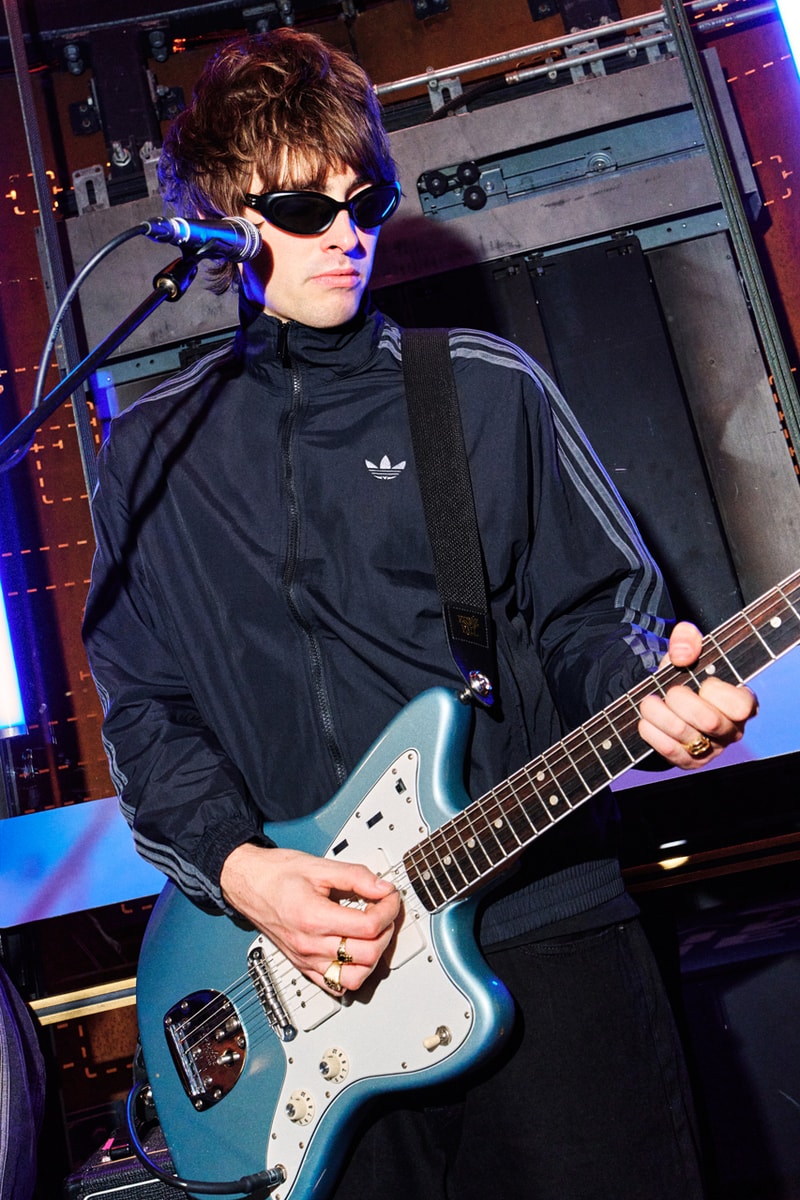 adidas jd villanelle elevator music set gene gallagher the original live battersea power station chimney lift band rock london live tracksuits t-shirts