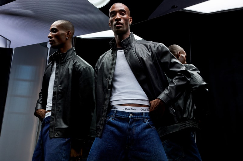 calvin klein fall 2026 zalando leather bomber jackets blazer barrel leg trouser tank tops ribbed faux suede outerwear lourdes leon lexxii campaign