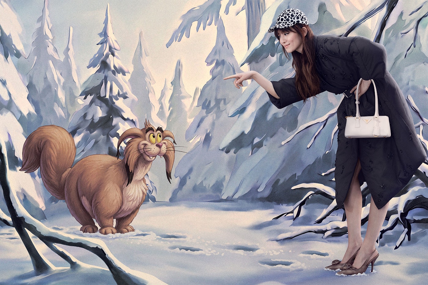 Prada Holiday 2026 Campaign Disney Animator John Pomeroy Miuccia Prada Raf Simons Info Sadie Sink Maya Hawke Chen Haoyu Luther Ford Kelvin Harrison Jr