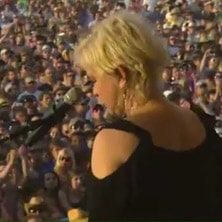 Arcade Fire performs with Cyndi Lauper at New Orleans Jazzfest