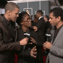 J. Cole, Lupe Fiasco and their mothers on the Grammy Red Carpet