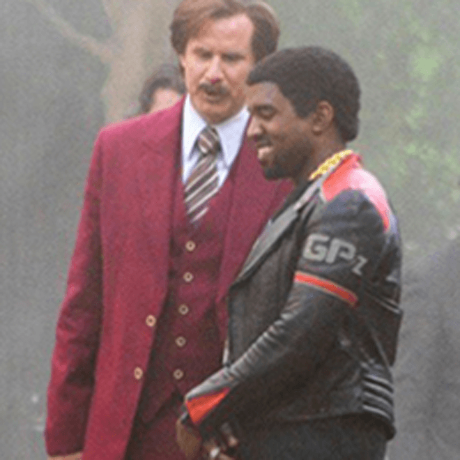 See More Kanye West 'Anchorman 2' Set Pictures
