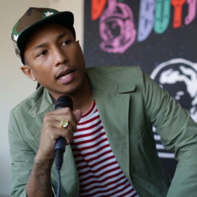 Pharrell Does 2 Chainz Impression While Speaking on 'Feds Watching' Production