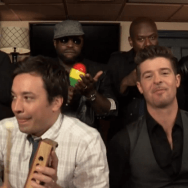 Robin Thicke, The Roots & Jimmy Fallon Perform “Blurred Lines” on Fallon