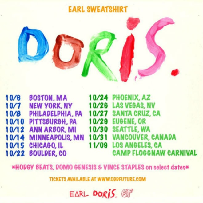 Earl Sweatshirt Announces 'Doris' Tour with Hodgy Beats, Domo Genesis & Vince Staples