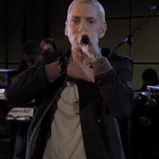 Eminem Performs "Not Afraid" for BBC Radio 1