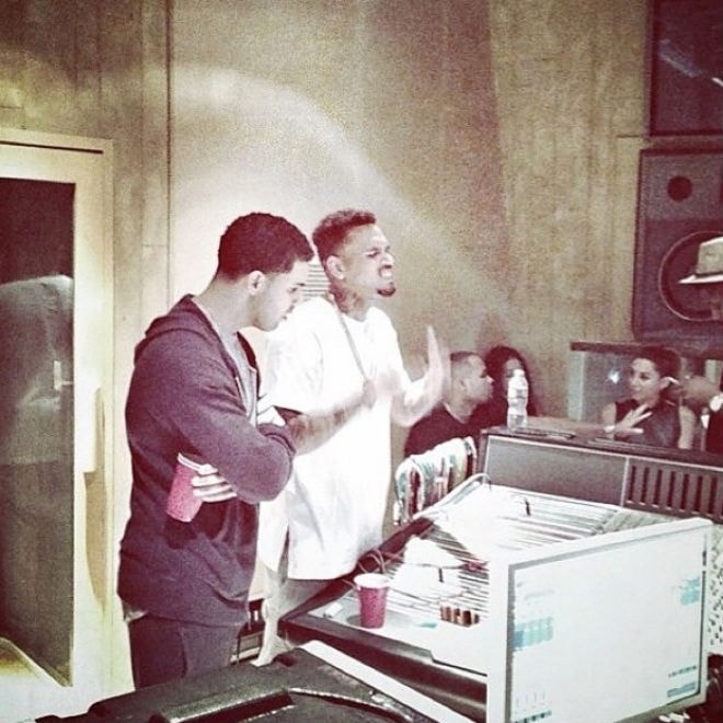 Drake & Chris Brown Together In The Studio