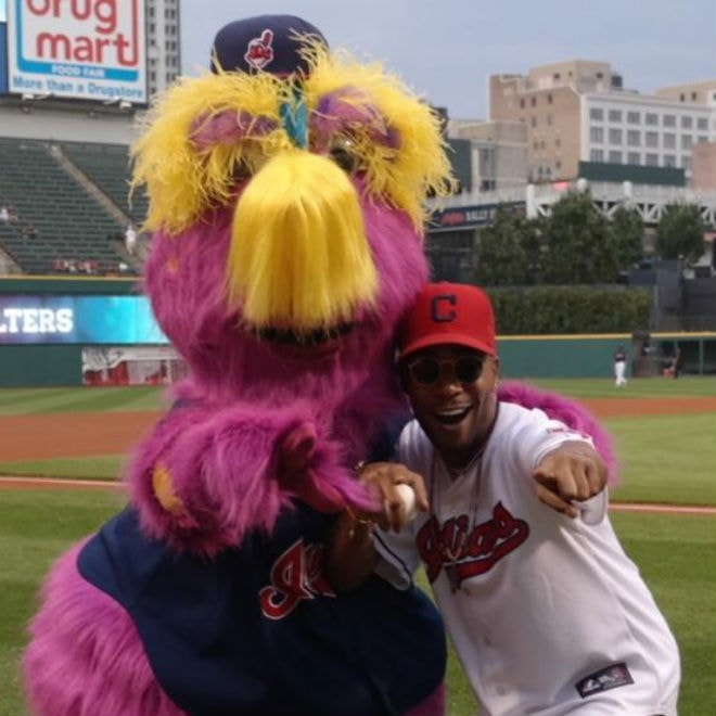 KiD CuDi Tosses Out First Pitch at Cleveland Indians Game