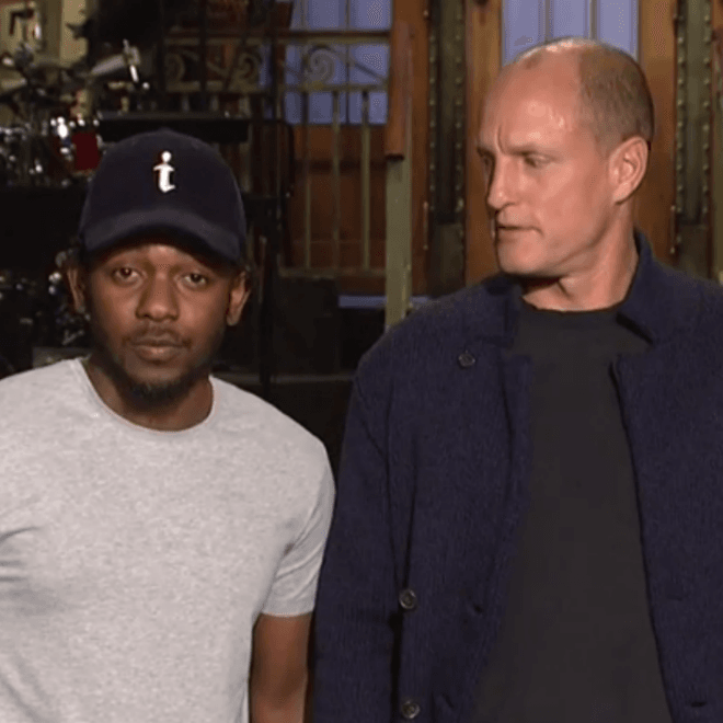 Watch Woody Harrelson Give Kendrick Lamar a Piggyback in SNL Promo