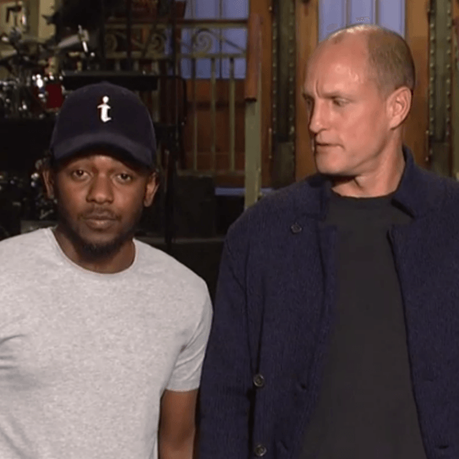Watch Woody Harrelson Give Kendrick Lamar a Piggyback in SNL Promo