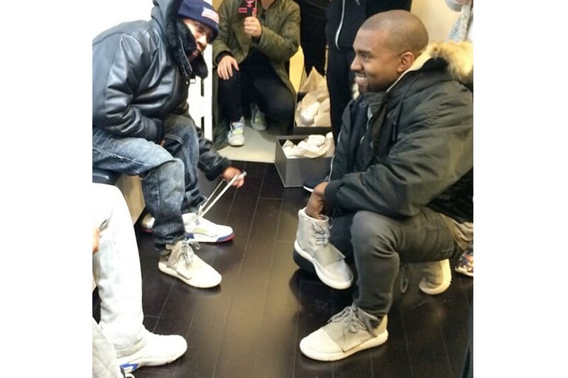 kanye wearing yeezy 750