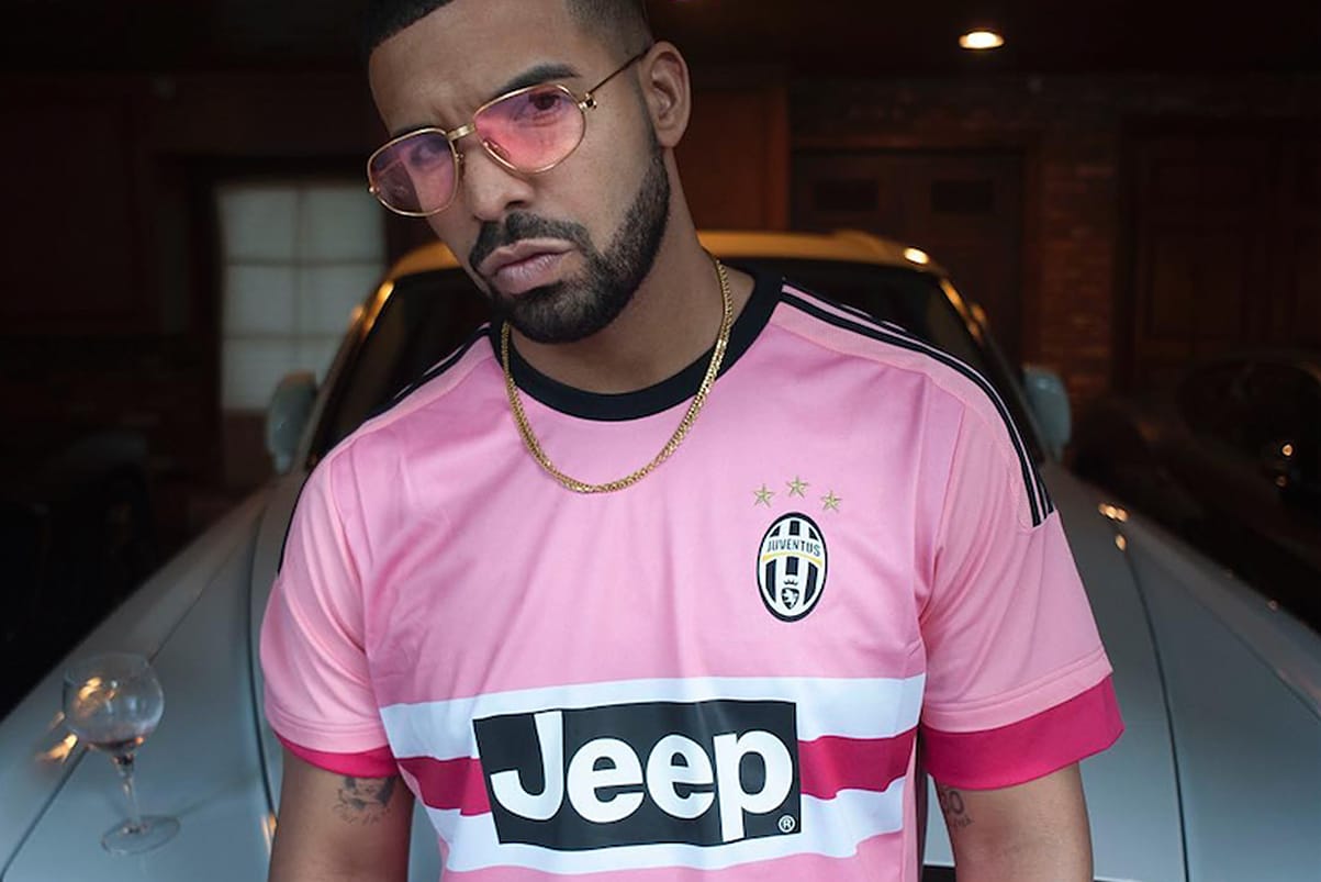 Drake Reps Pink Juventus Jersey On 