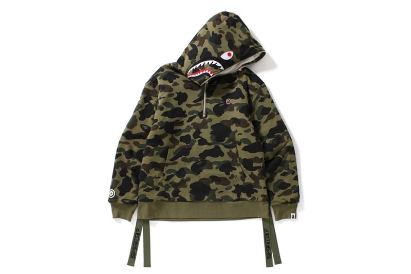 BAPE A Bathing Ape Veste AF1 Shark Hoodie Kaki Collection Military Rock Star