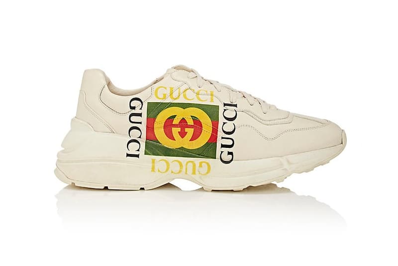 Gucci Apollo Cuir Écru Logo Semelle Épaisse