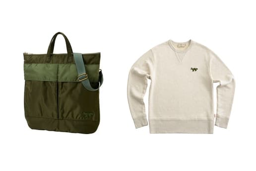 Maison Kitsuné PORTER Collaboration Sac Kaki Sweatshirt Crewneck Écru
