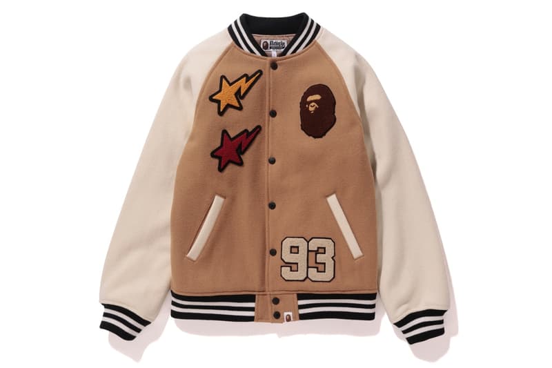 BAPE Varsity Jacket Ecru Brun Automne 2017