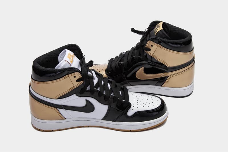 Air Jordan 1 Gold Top 3 Cuir Verni Or Noir Blanc