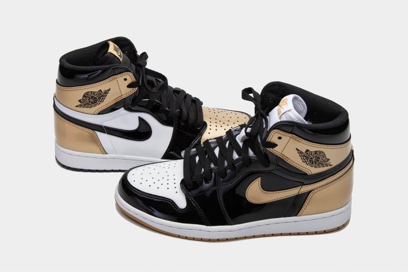 Air Jordan 1 Gold Top 3 Cuir Verni Or Noir Blanc