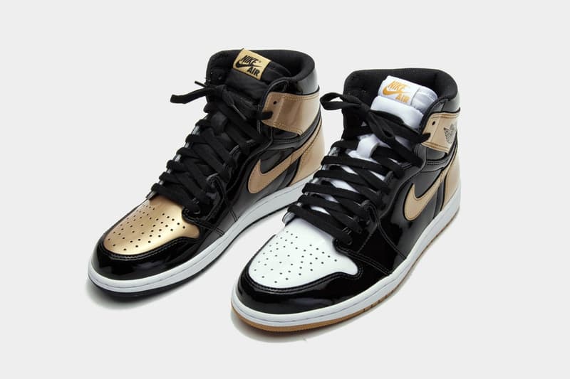 Air Jordan 1 Gold Top 3 Cuir Verni Or Noir Blanc