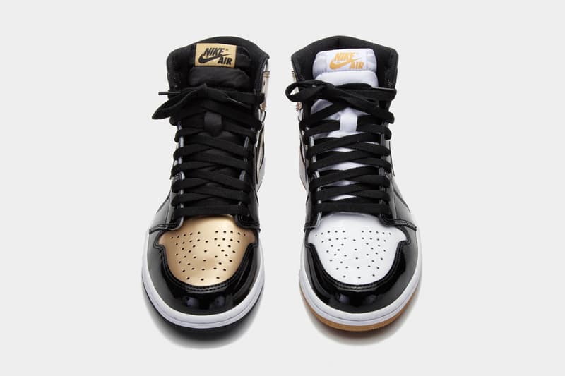 Air Jordan 1 Gold Top 3 Cuir Verni Or Noir Blanc