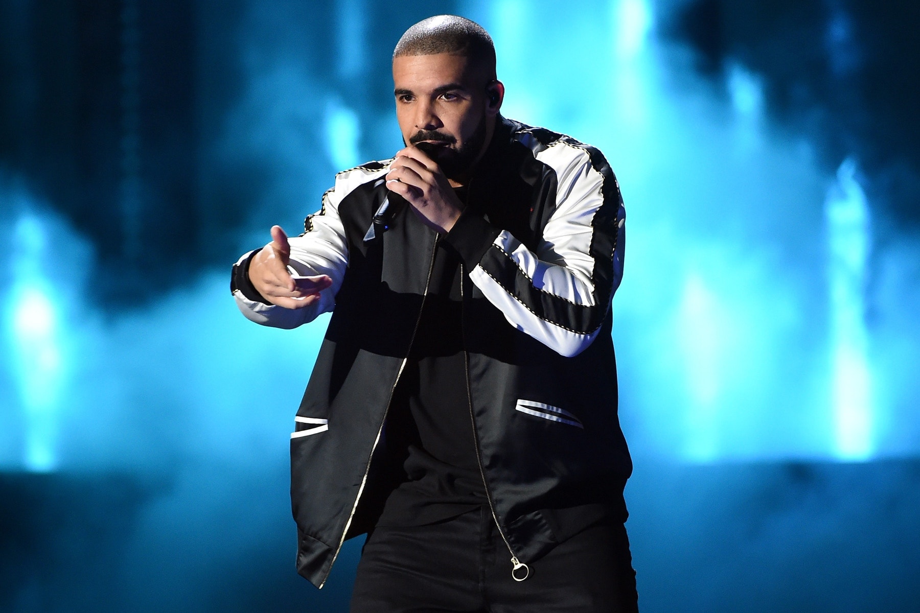 Drake Concert Varsity Jacket Noir Blanc