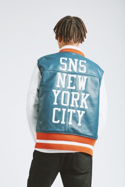 Sneakersnstuff Veste universitaire bleue orange