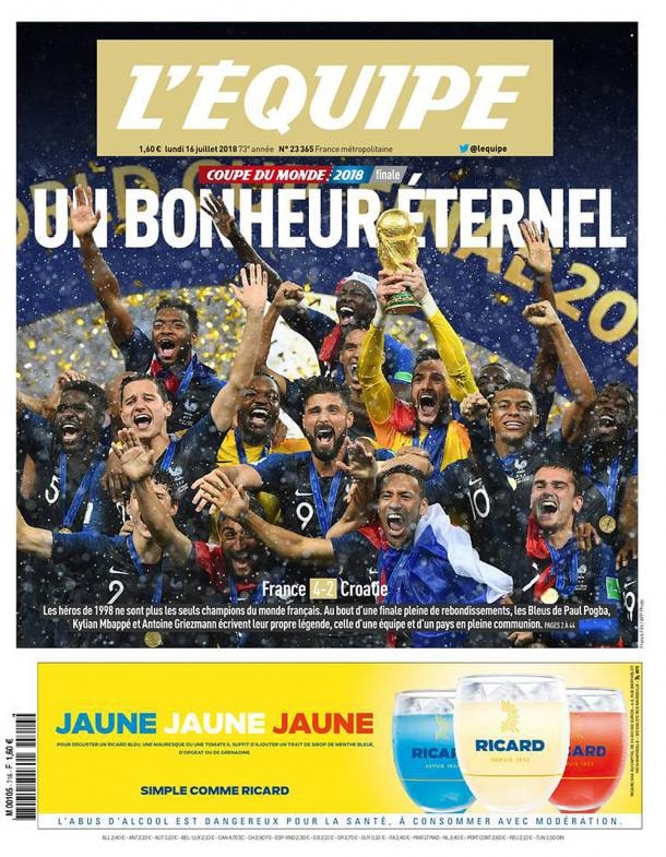 Les Unes De La Presse Après Le Titre Des Bleus En Coupe Du Monde