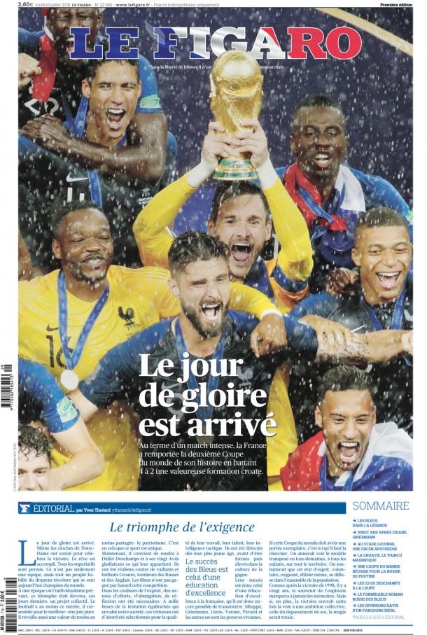 Les Unes De La Presse Après Le Titre Des Bleus En Coupe Du Monde